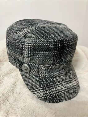 Warm Magid Flat Top Cadet Cap Grey Plaid